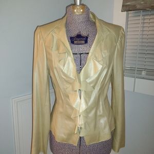 White House Black Market Ruffle leather jacket XS